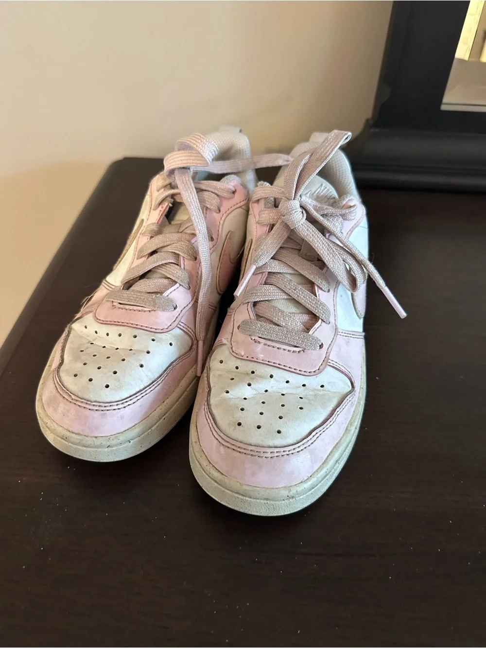 Nike Kids Pink and White Low-Top Sneakers